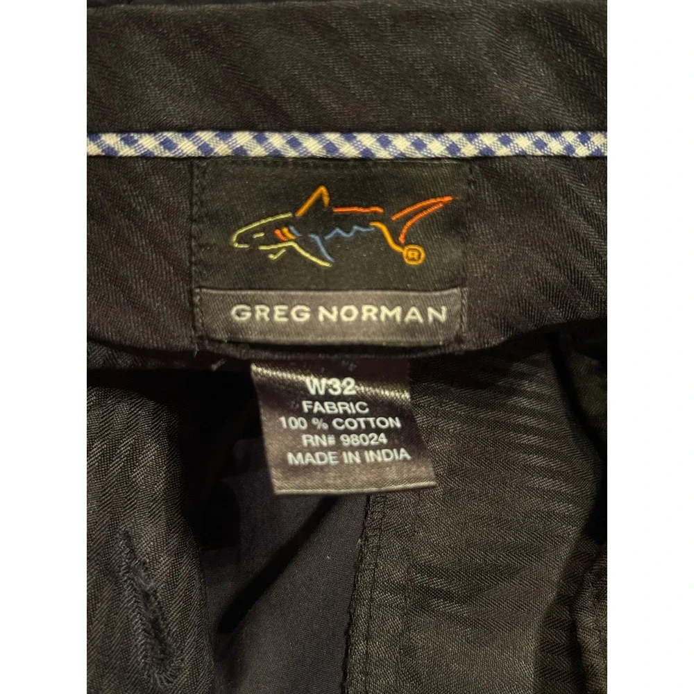 Greg Norman Mens Navy Blue Cotton Chino Shorts Size 32 Flat Front Golf Casual